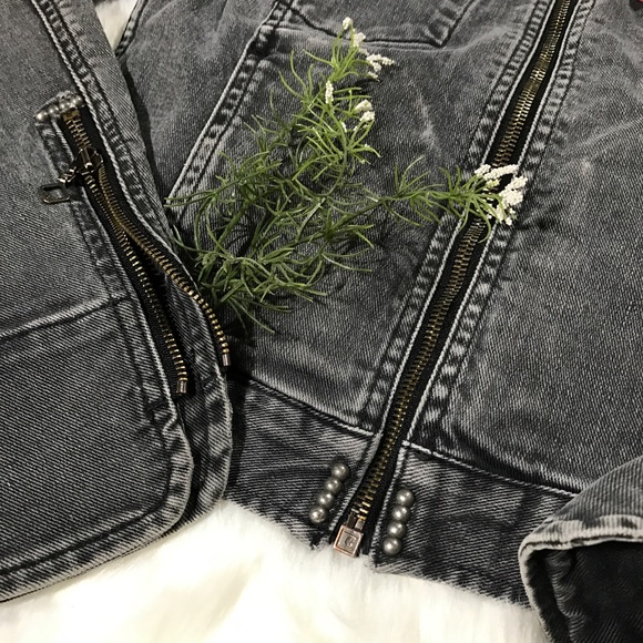 Levi's grey denim motorcycle fitted jacket - Picture 4 of 8